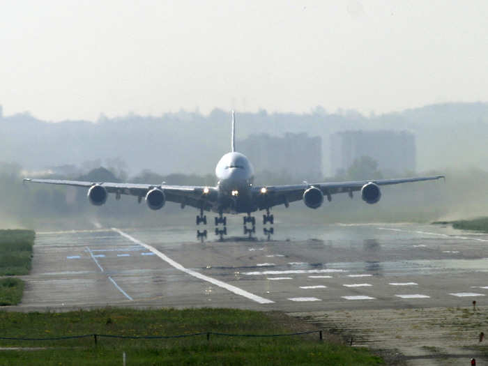 On April 27, 2005, at 10:30 a.m. local time, the first Airbus A380 prototype opened up the throttles of its four massive turbofan engines.