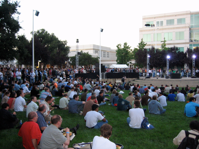 Employees are treated to free beer and appetizers at the company