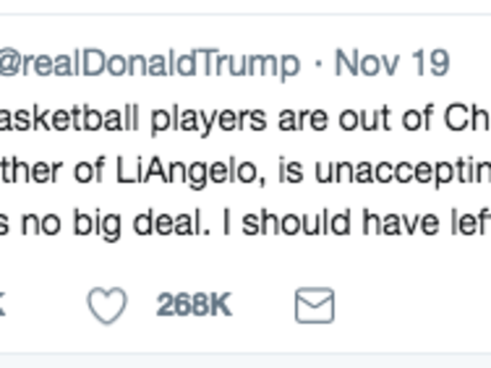 In a year when he feuded with everyone from Michael Jordan to Stephen A. Smith, sparring with Trump was the icing on the cake. The president even sent a series of tweets about LaVar.