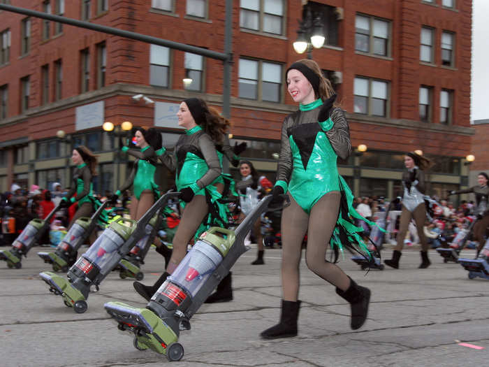 Over the years, there have been a few out-there performances. In 2009, a group danced with new Hoover upright vacuums (presumably to advertise them).