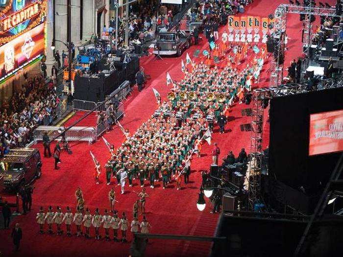 Every Thanksgiving, Los Angeles, California celebrates its Hollywood Christmas Parade on a red carpet.