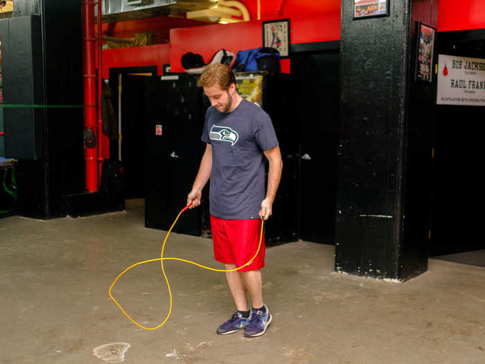 Roca got me warmed up with fifteen minutes of jump-roping, a signature workout to improve conditioning. Conditioning, according to Silverglade, is more important than ability when it comes to winning boxing matches.
