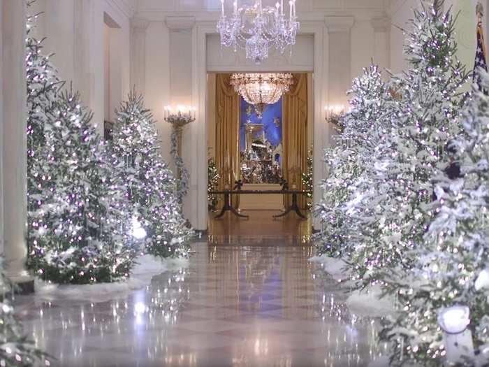 This year, the White House is filled with 71 wreaths, 53 Christmas trees with over 12,000 ornaments, and 18,000 feet of Christmas lights.