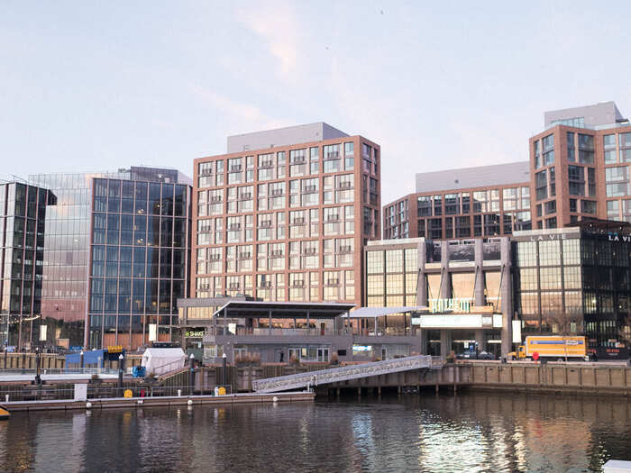 The developers opted to use a number of different architects for the buildings at the Wharf to avoid a monolithic cityscape.