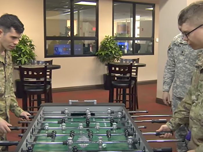 In their free time, soldiers can head to the community activities center where they can play a variety of games.