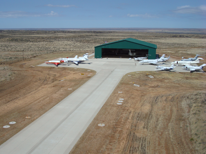 The ranch has its own FAA-approved airport. The hangar also has a two-bedroom, two-bathroom apartment upstairs, which is meant to be for pilots.
