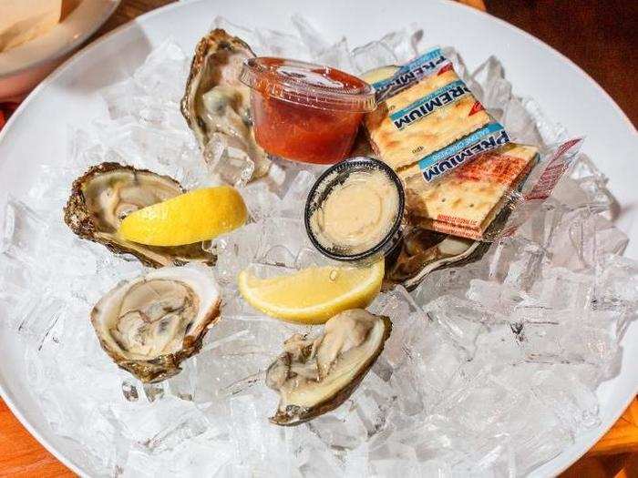 The menu declared the oysters to be a famous Hooters original dish, and curiosity got the best of us. And yet, it paid off. The oysters were chilled and tasted adequately fresh to our palates.