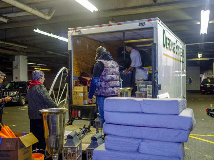 While most had long-since jetted to the after-party, a core group of Lightning Society members and friends helped load up this truck, which had been lent by a friend, to send everything back to the group