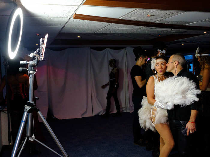 There was a GIF photo-booth for everyone to capture their snazzy outfits. Here Marleena Ortiz, the founder of nonprofit Beating Cancer in Heels, and Cheni Yerushalmi, a startup advisor and founder of a business incubator, pose for a photo.