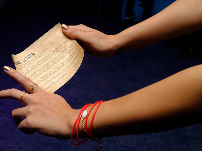 Once on the boat, every attendee was asked to choose a character: The Lover, The Healer, The Explorer, and The Artist. They got corresponding bracelets and a scroll with instructions.