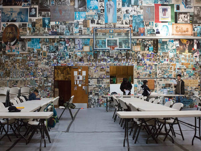 We heard about a cool mural at Ingleside Presbyterian Church and were in awe when we found the entire church is covered in a photo collage of great African Americans.