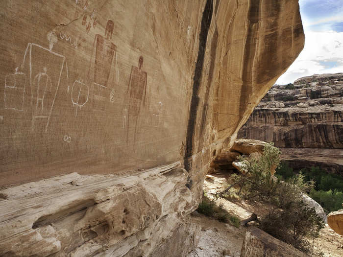 Petroglyphs are carved into cliffs around the monument, a testament to the area