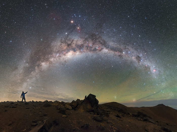 The rocky Chilean landscape by the European Southern Observatory is like an otherworldly frame for the cosmic display of the Milky Way.