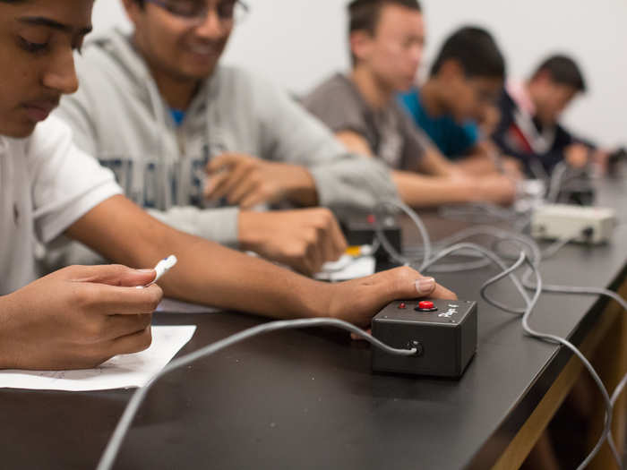 During an after-school meeting of the Science Bowl, an older student quizzed his peers on a range of math and science questions. Students buzzed in with the answers to multiple-step algebra problems before I had time to jot down the questions in my notebook.