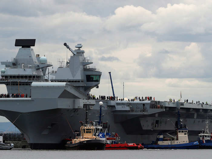 The ship, which cost roughly 3 billion pounds, or $4 billion, took eight years build. Its construction took place in six cities and involved 10,000 people. The 919-foot, 65,000 metric ton ship can operate with a crew of 1,000 and 40 aircraft. Along with sister ship HMS Prince of Wales, it is part of a defense program worth $7.65 billion.