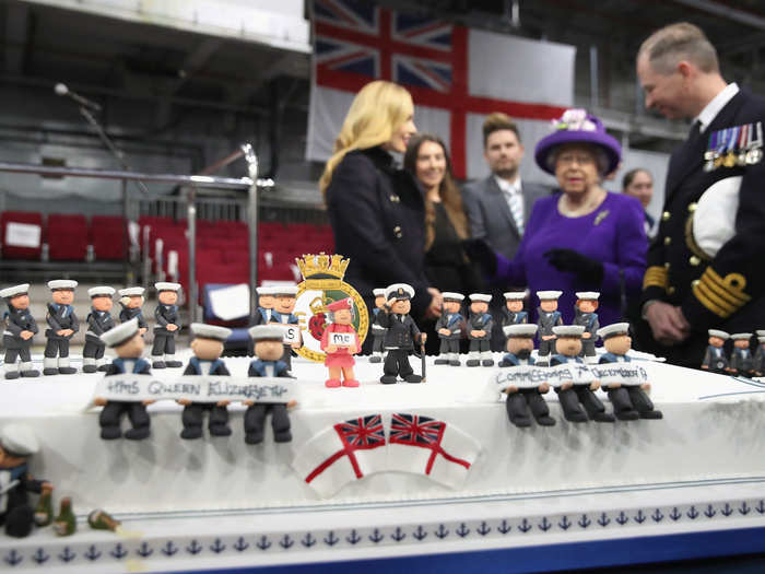 Queen Elizabeth named the ship in 2014, smashing a bottle of champagne on its hull.