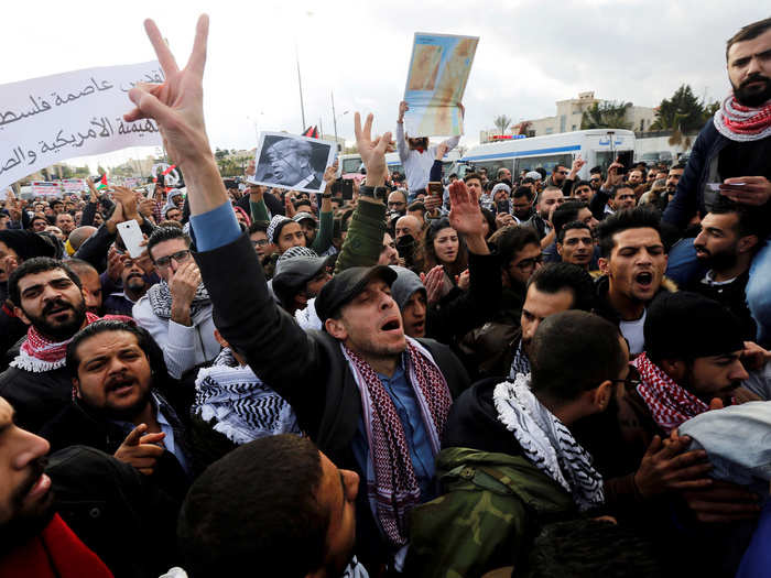 Demonstrators also aired their grievances in Amman, Jordan, which sits not far from Israel and the West Bank.