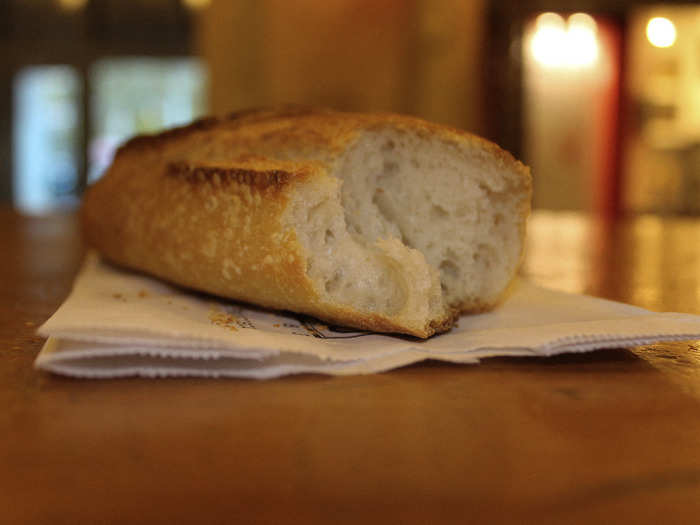 In hopes of saving my stomach, I ordered the smallest sourdough baguette they had.