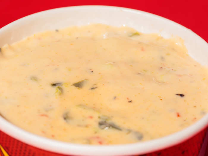 This queso is rich, velvety, and smooth. It smells exactly as it should: a strange, yet overwhelmingly alluring, liquid cheese aroma filled with spices and savory deliciousness.