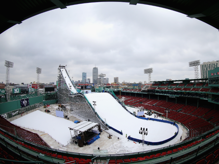 Speaking of thrillseeking, how about the time Fenway Park — iconic home of the Boston Red Sox baseball team — was turned into a monstrous ski jump?