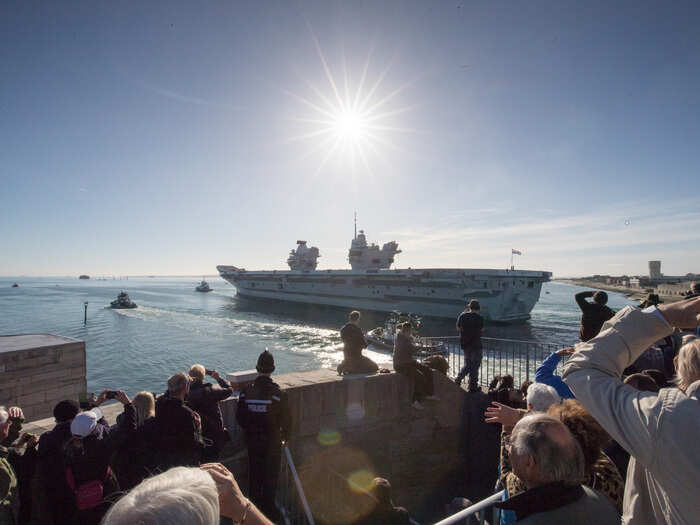 HMS Queen Elizabeth set sail for the first time earlier this year, but had to undergo tests at sea before becoming an official part of the navy.