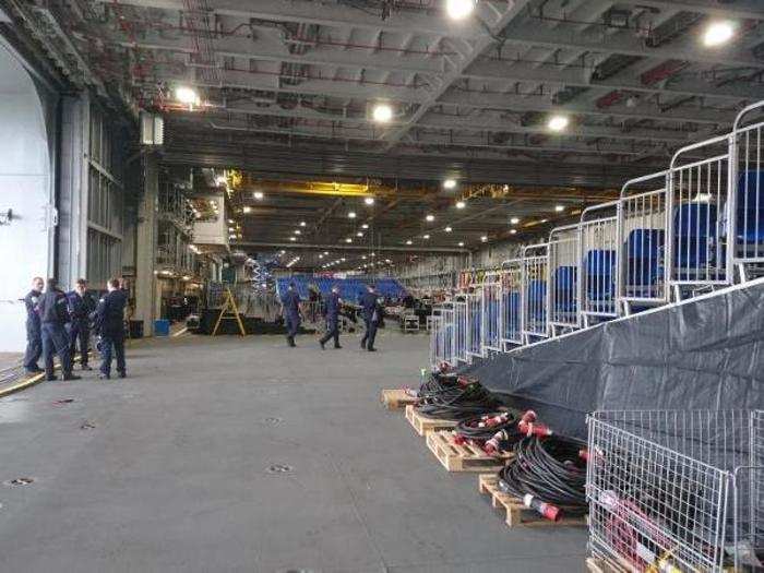 We went down a floor from where we entered to the aircraft hangar — which in future will hold dozens of fighter jets and helicopters ready for operations.