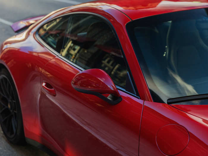 That rear haunch hides a substantial hunk of rubber. But even with that much tire width, I was able to feel some wheel slip when throttling aggressively. Our tester also had rear-axle steering, a $2,000 extra.