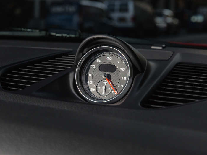 Finally, the center dashboard clock. So you can time your 0-60 mph runs and see if Porsche is right about it taking less than four seconds.