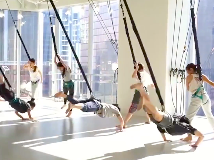 2. The bungee workout is like dancing and yoga, minus gravity.