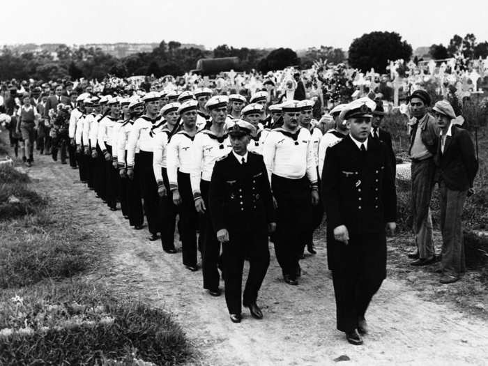 The German commander faced a much more bleak fate. He left most of the ship’s 350 crew ashore in Montevideo and sailed out of the harbor, where he scuttled the ship. Days later, he committed suicide with a revolver at a Buenos Aires hotel, telling his superiors in a letter that he didn