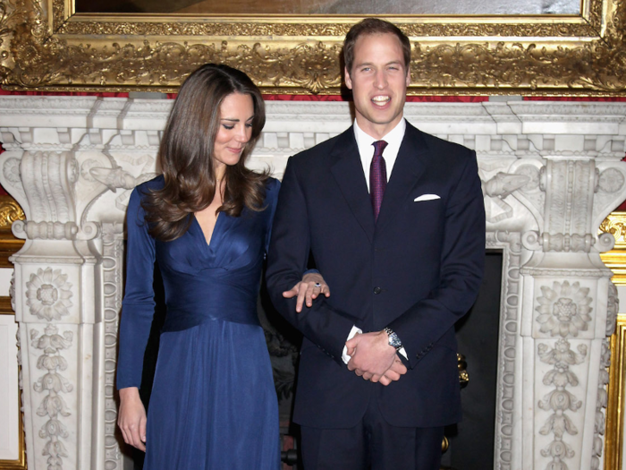 Middleton, meanwhile, went all-out with an instantly iconic royal blue Issa dress when the couple announced their engagement in 2010.