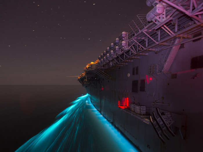 The amphibious assault ship USS Makin Island transits the Arabian Sea on March 3.