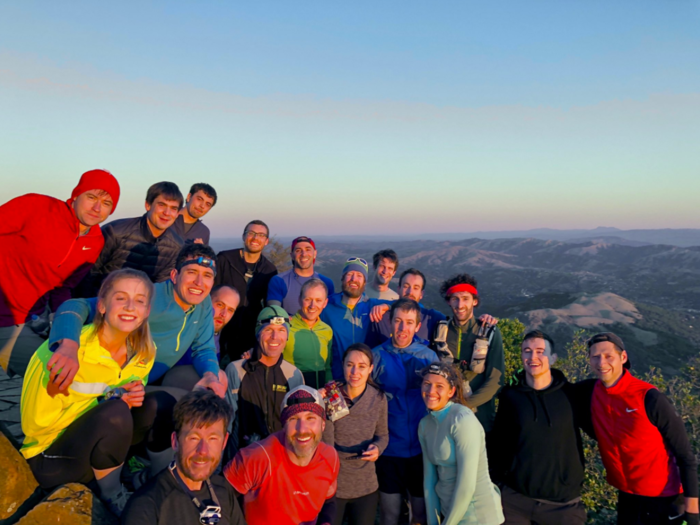 He posts pictures on social media of his adventures with fellow Stripe employees, like this trip up Mt. Tamalpais in the Bay Area.