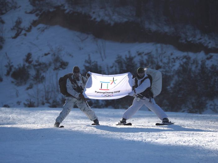 The Marines also promoted the upcoming Winter Olympic Games that will be held in Pyeongchang.