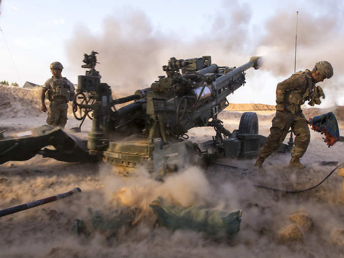 Paratroopers from the 82nd Airborne Division engage ISIS militants with strategically placed artillery fire in support of Iraqi and Peshmerga fighters in Mosul on July 5.