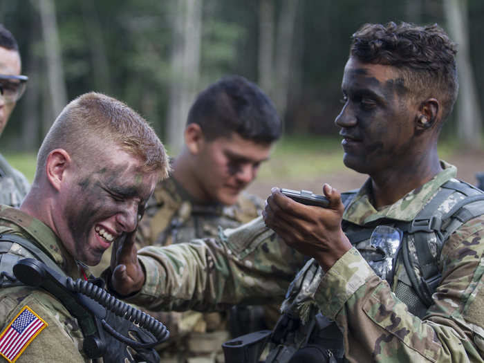 US Army soldiers and cadets prepare for a live-fire exercise at Camp Grayling on August 4.