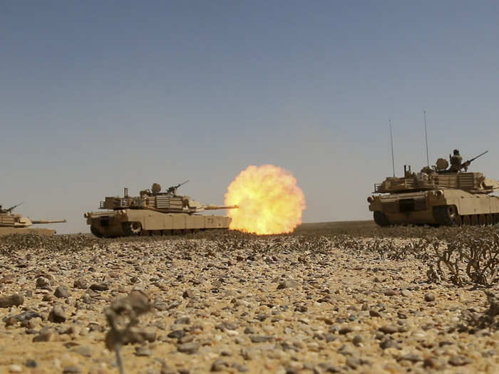 M1A2 Abrams Main Battle Tank crews engage targets at a joint live-fire exercise at Mohamed Naguib Military Base in Egypt on September 20.