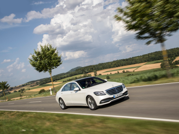 The S-Class also has impressive safety features. It can assist with braking depending on how close the car is to other cars or objects, alert you if it senses you