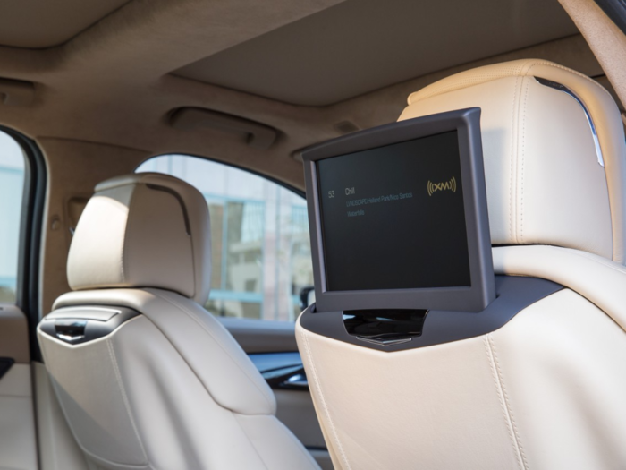 Passengers can stream content from their phones on a pair of 10-inch HD screens attached to the back of the front headrests.