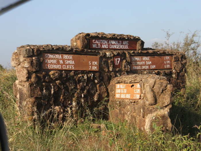 Coming upon an intersection, I began to wonder whether signs for "Leopard Cliffs" and  "Lion Valley" were just for show.