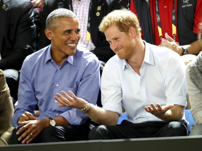 Meanwhile Prince Harry made a trip to Toronto to see the Invictus Games for injured servicemen and women, where he met Barack Obama.