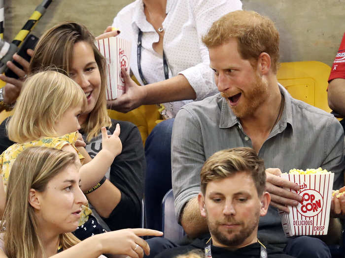 But his most entertaining ring-side moment was with two-year-old Emily Henson, who managed to steal most of Harry