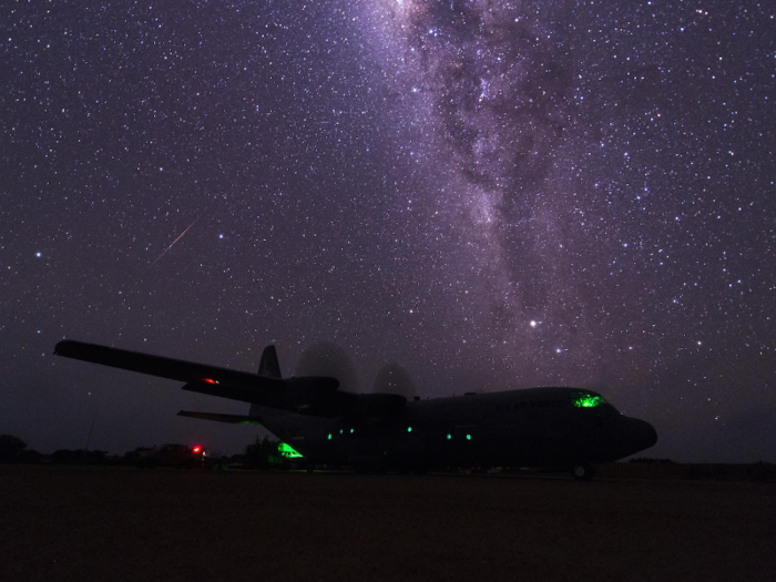 US personnel from the 75th Expeditionary Airlift Squadron conduct C-130J Super Hercules airlift operations in East Africa on July 19.