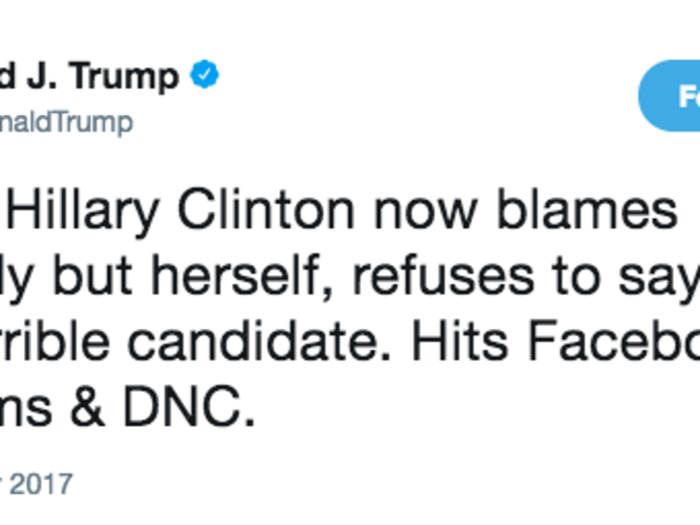 The many times he tweeted about his defeated opponent Hillary Clinton