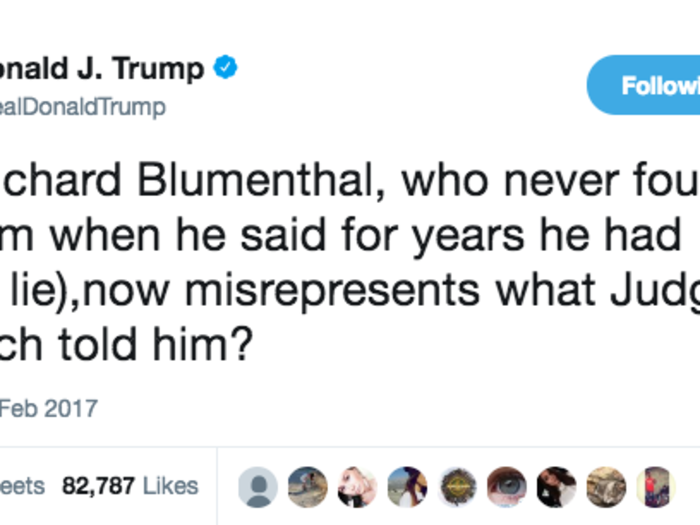 All of the times he went after Democratic Sen. Richard Blumenthal for his service during the Vietnam War