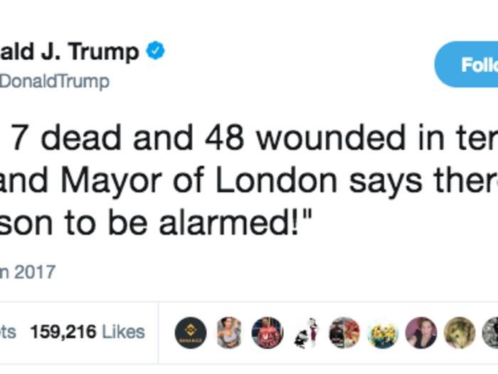 When he misrepresented what London Mayor Sadiq Khan said after a terror attack in his city