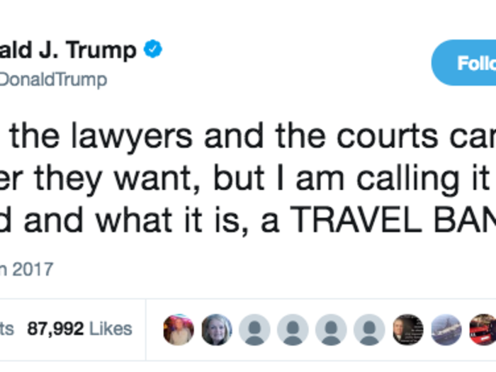 When he went off about the "TRAVEL BAN," potentially undermining his own lawyers