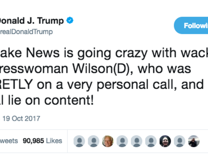 When he feuded with Democratic Rep. Frederica Wilson over his response to a slain soldier