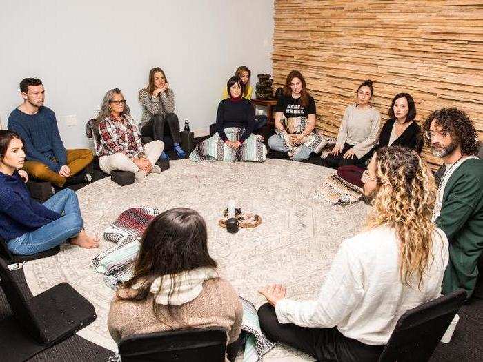 This is the group that showed up for a breath awareness session by meditation teacher Sah D