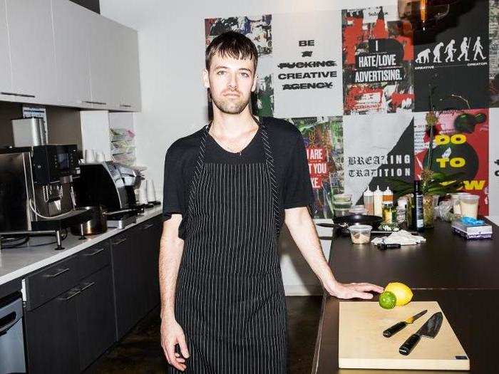 Havas is also trying to move away from traditional pantry delivery and catering services, experimenting with chefs such as Joshua Atwood to bring organic, healthy food to its employees. Here Atwood is pictured in the agency